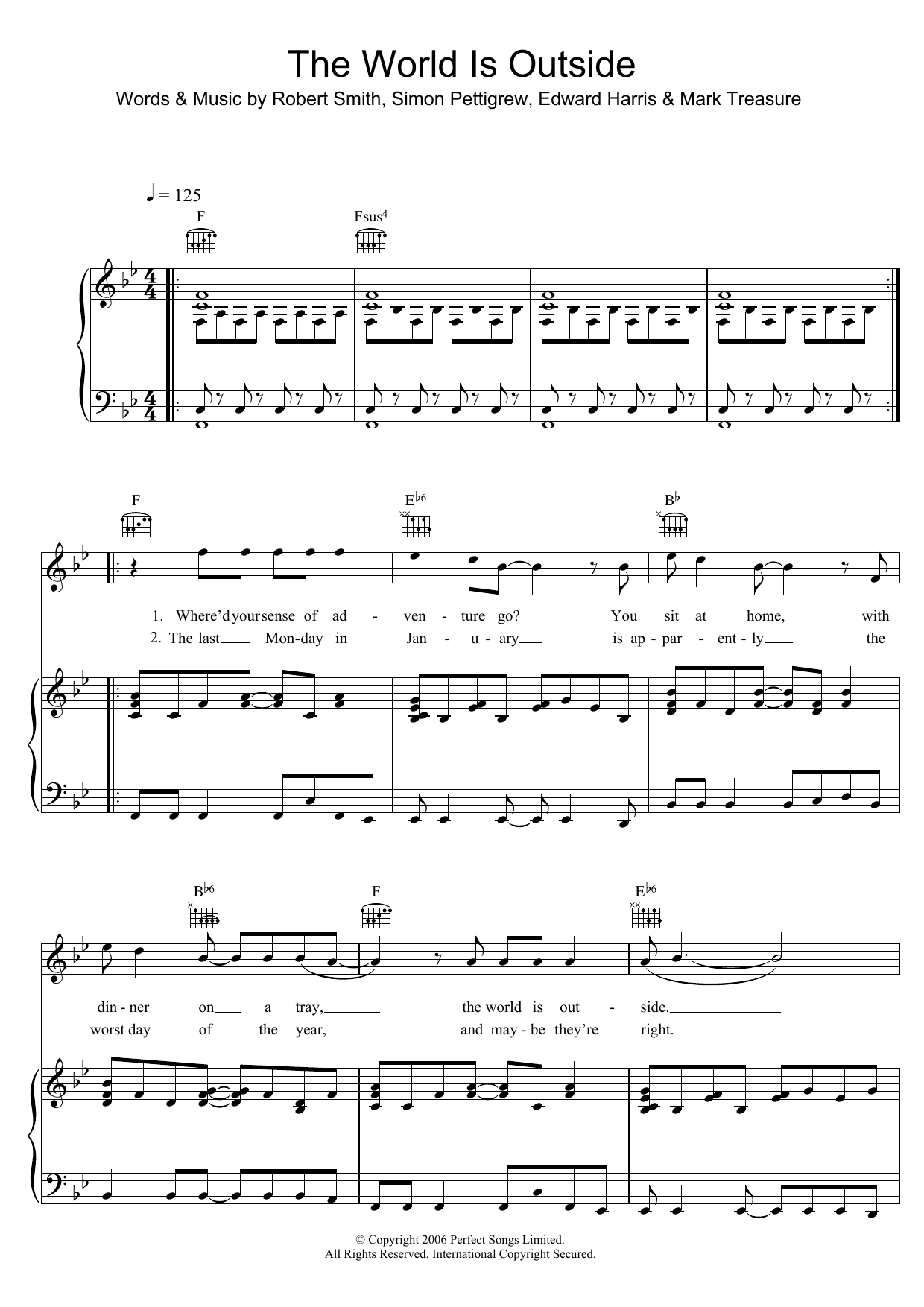Ghosts The World Is Outside sheet music notes and chords arranged for Piano, Vocal & Guitar Chords