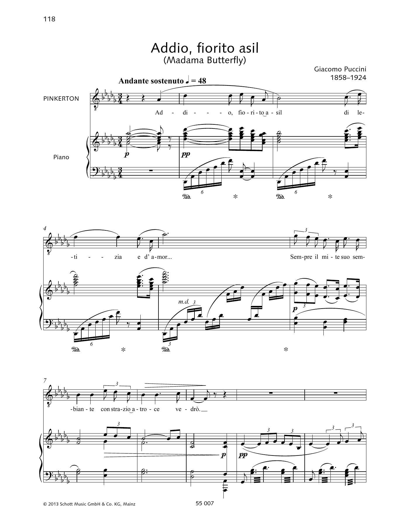 Giacomo Puccini Addio, Fiorito Asil sheet music notes and chords arranged for Piano Solo