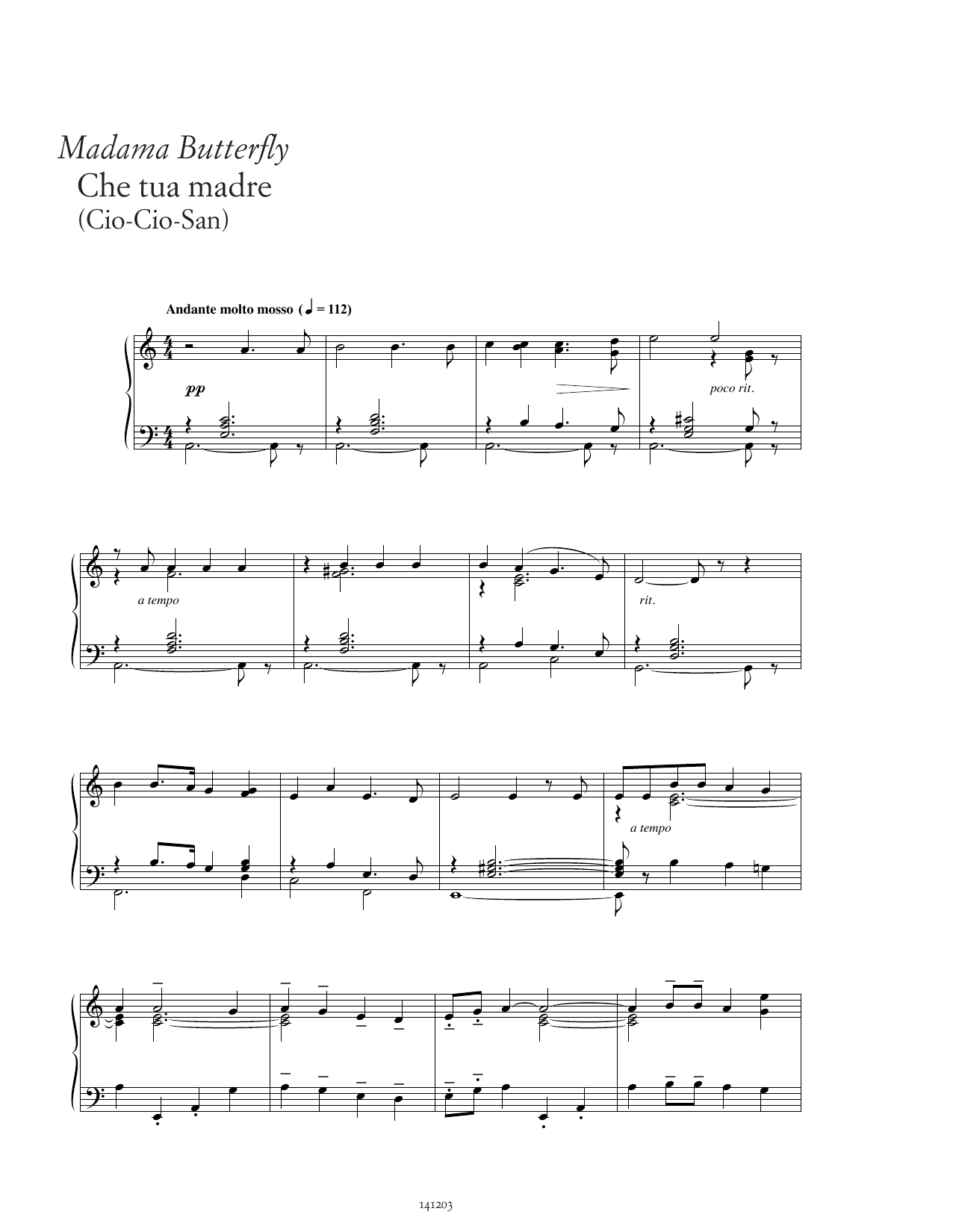 Giacomo Puccini Che tua madre sheet music notes and chords arranged for Piano Solo
