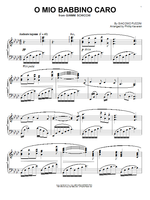 Giacomo Puccini O Mio Babbino Caro (arr. Phillip Keveren) sheet music notes and chords arranged for Piano Solo