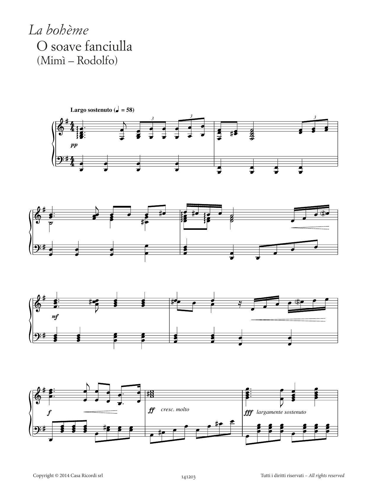 Giacomo Puccini O soave fanciulla (from La Bohème) sheet music notes and chords arranged for Piano Solo