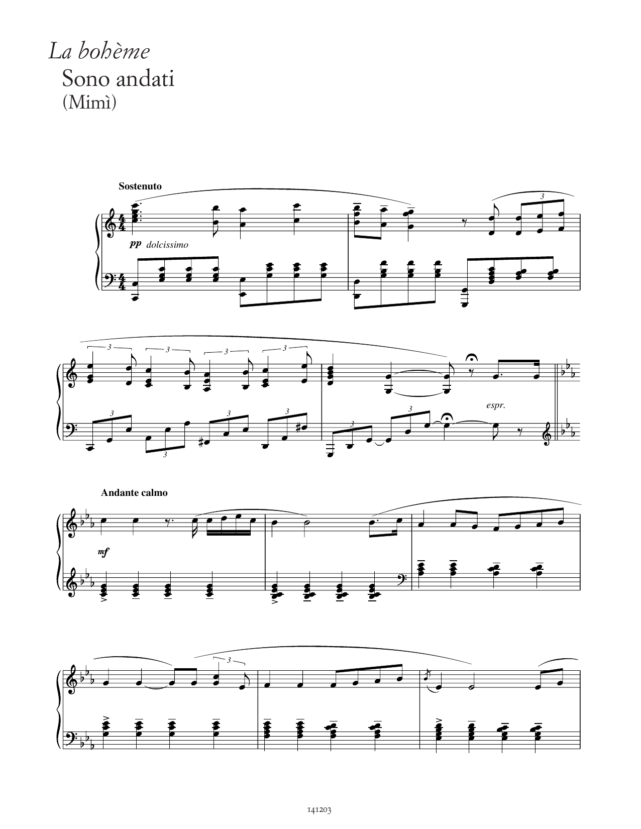 Giacomo Puccini Sono andati? (from La Bohème) sheet music notes and chords arranged for Piano Solo