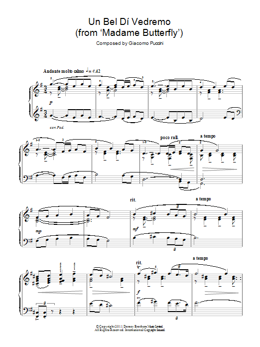Giacomo Puccini Un Bel Di Vedremo sheet music notes and chords arranged for Piano & Vocal