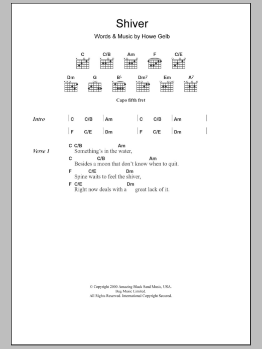 Giant Sand Shiver sheet music notes and chords arranged for Guitar Chords/Lyrics