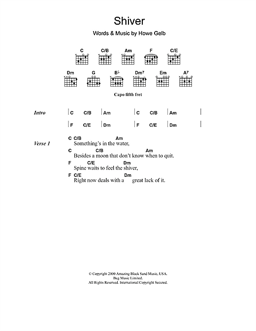 Giant Sand Shiver sheet music notes and chords arranged for Guitar Chords/Lyrics