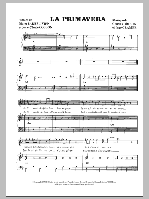 Gigliola Cinquetti La Primavera sheet music notes and chords arranged for Piano & Vocal