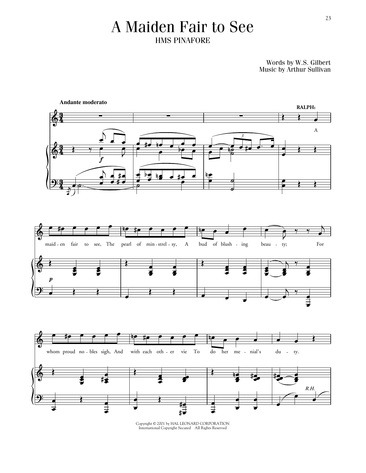 Gilbert & Sullivan A Maiden Fair To See (from H.M.S. Pinafore) sheet music notes and chords arranged for Piano & Vocal