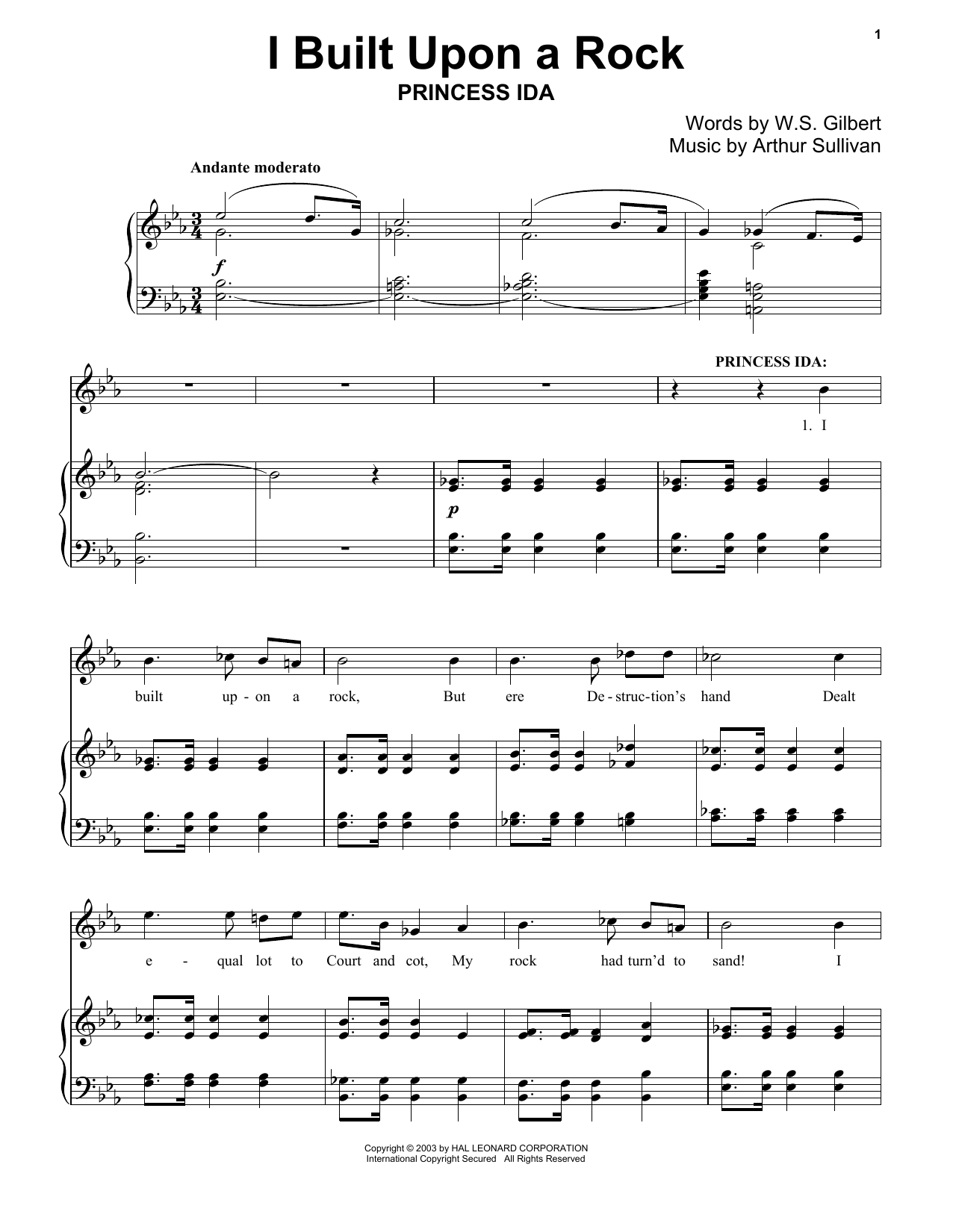 Gilbert & Sullivan I Built Upon A Rock sheet music notes and chords arranged for Piano Solo