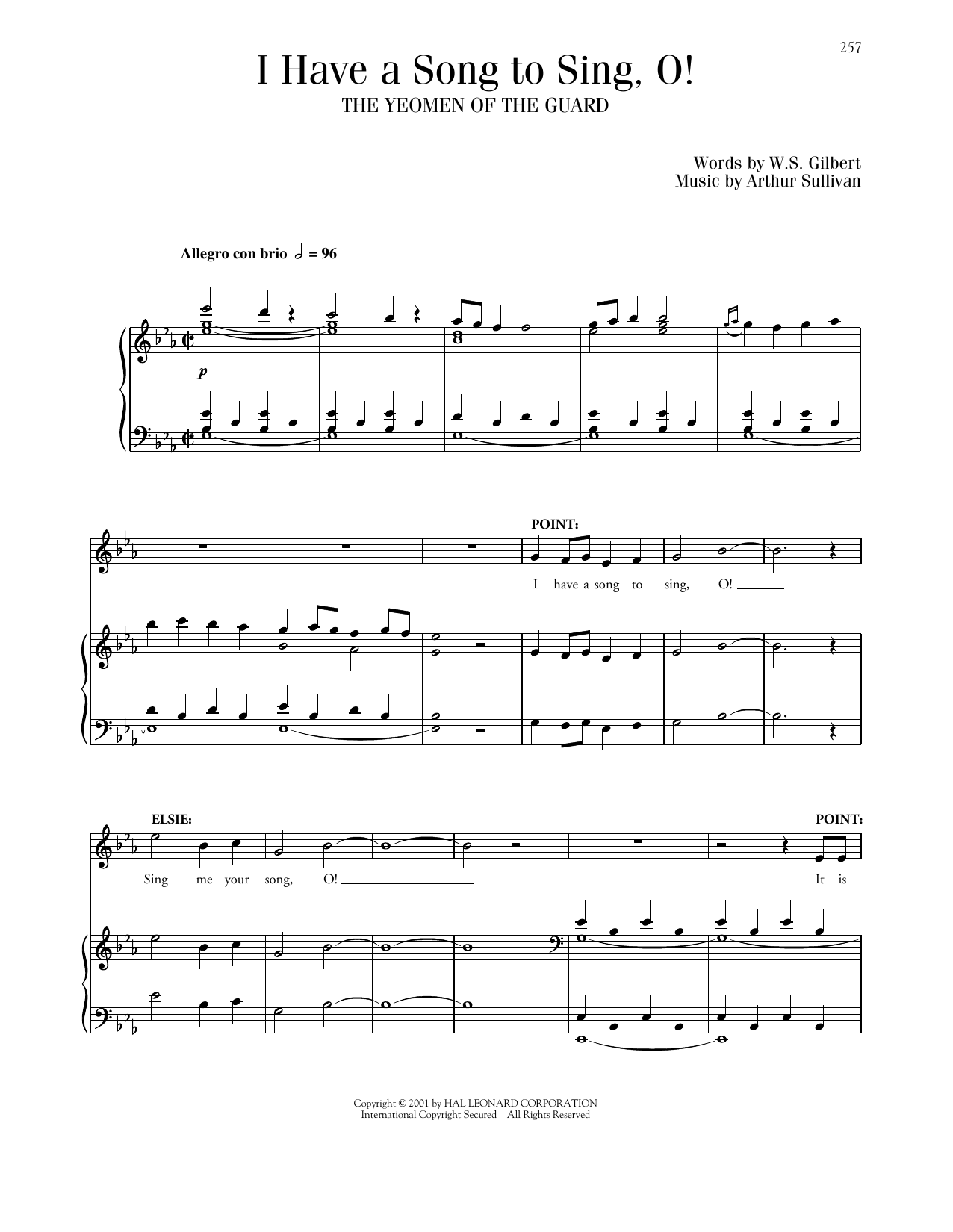 Gilbert & Sullivan I Have A Song To Sing sheet music notes and chords arranged for Piano & Vocal