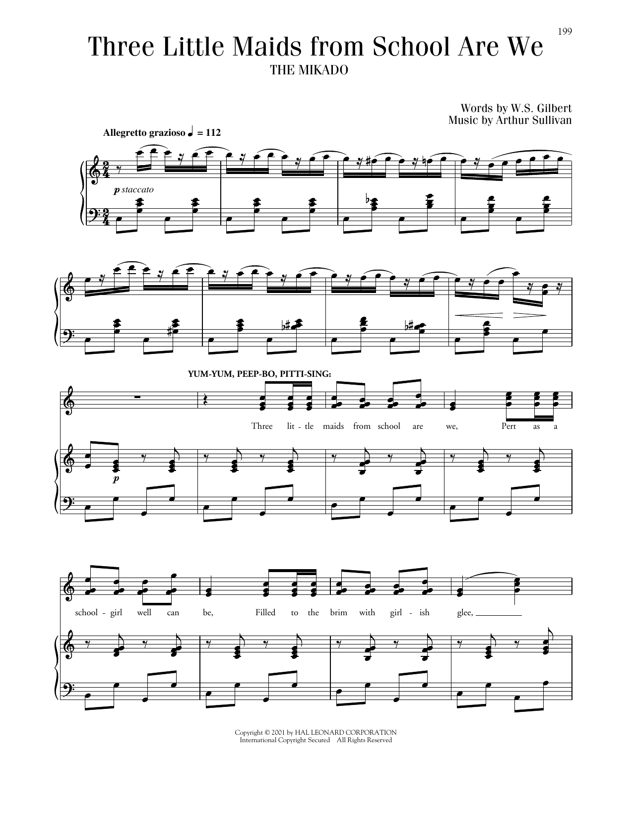 Gilbert & Sullivan Three Little Maids sheet music notes and chords arranged for Piano & Vocal