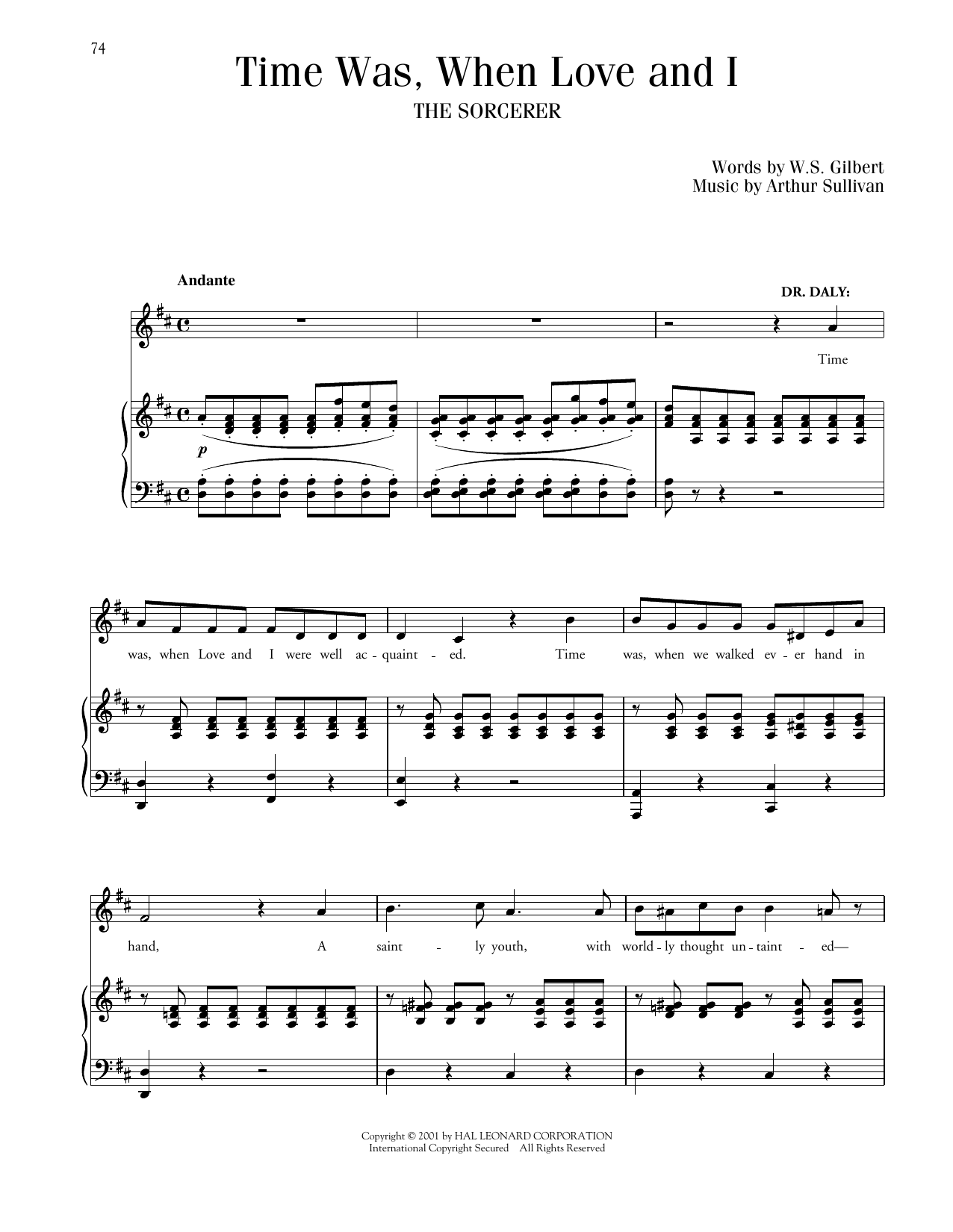 Gilbert & Sullivan Time Was, When Love And I (from The Sorcerer) sheet music notes and chords arranged for Piano & Vocal