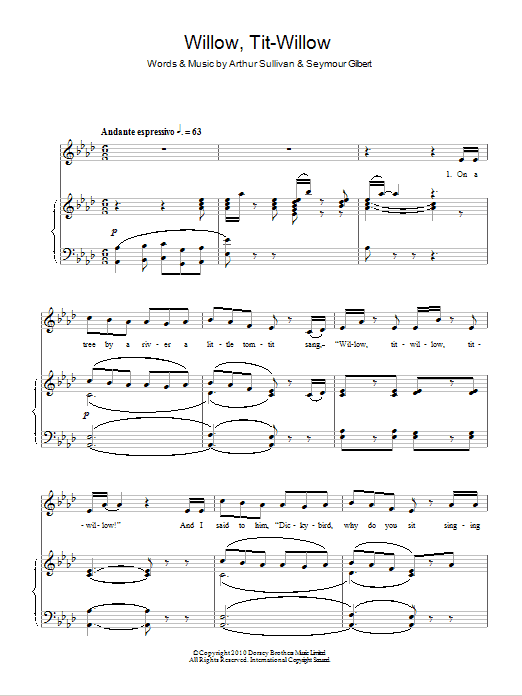 Gilbert & Sullivan Tit Willow sheet music notes and chords arranged for Piano & Vocal