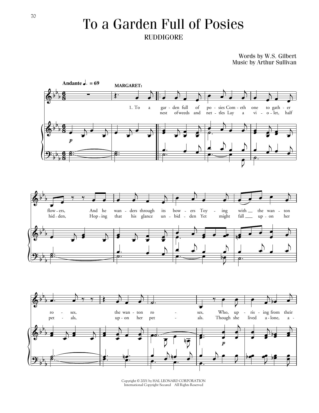 Gilbert & Sullivan To A Garden Full Of Posies (from Ruddigore) sheet music notes and chords arranged for Piano & Vocal
