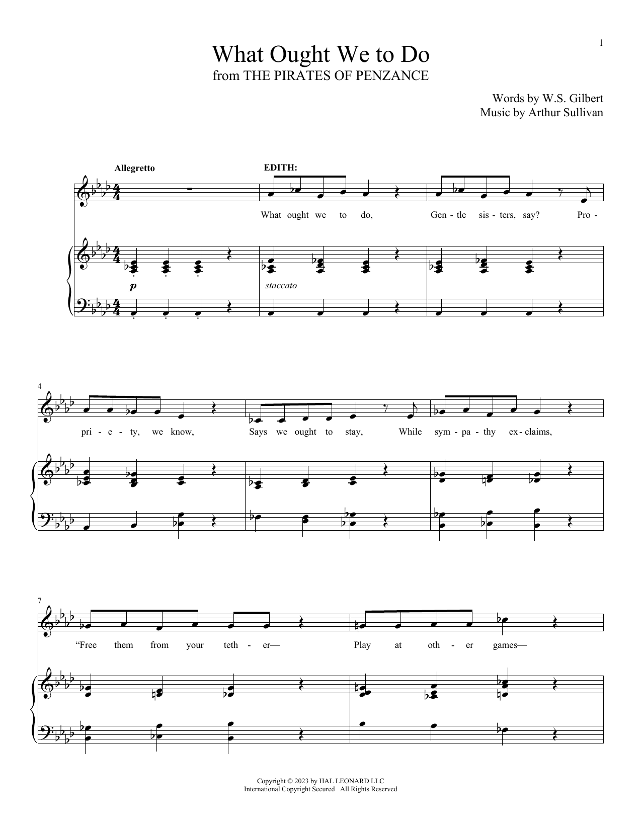 Gilbert & Sullivan What Ought We To Do (from The Pirates Of Penzance) sheet music notes and chords arranged for Piano & Vocal