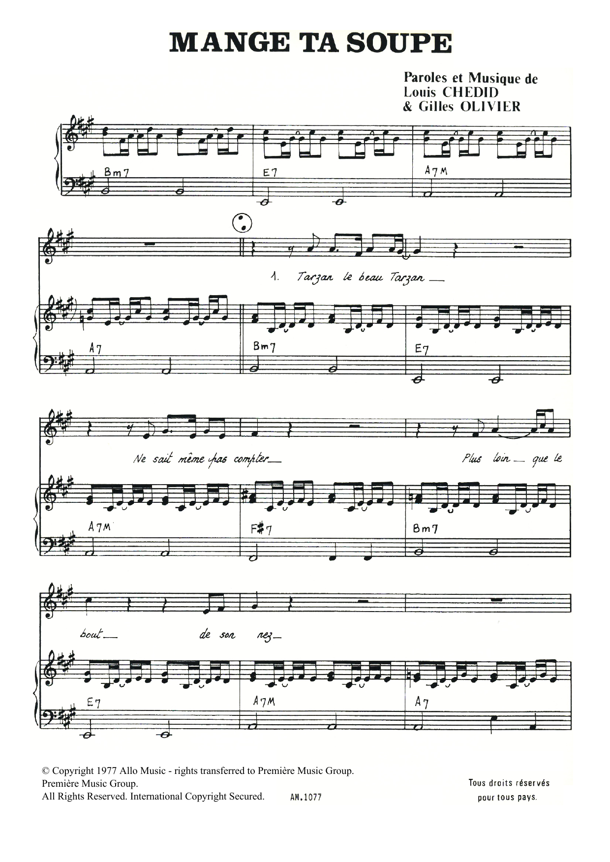 Gilles Olivier Mange Ta Soupe sheet music notes and chords arranged for Piano & Vocal