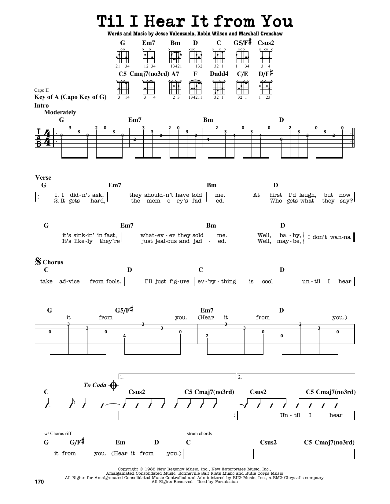 Gin Blossoms Til I Hear It From You sheet music notes and chords arranged for Guitar Lead Sheet