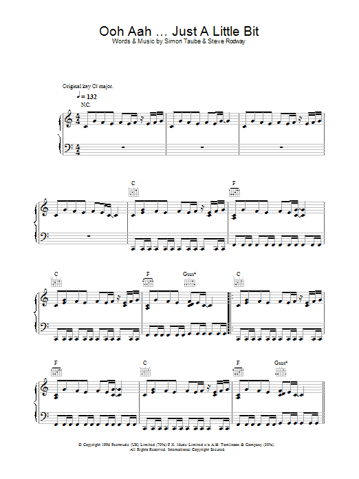 Gina G Ooh Aah Just A Little Bit sheet music notes and chords arranged for Guitar Chords/Lyrics