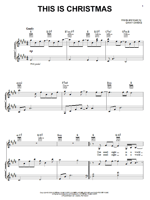 Ginny Owens This Is Christmas sheet music notes and chords arranged for Piano, Vocal & Guitar Chords (Right-Hand Melody)