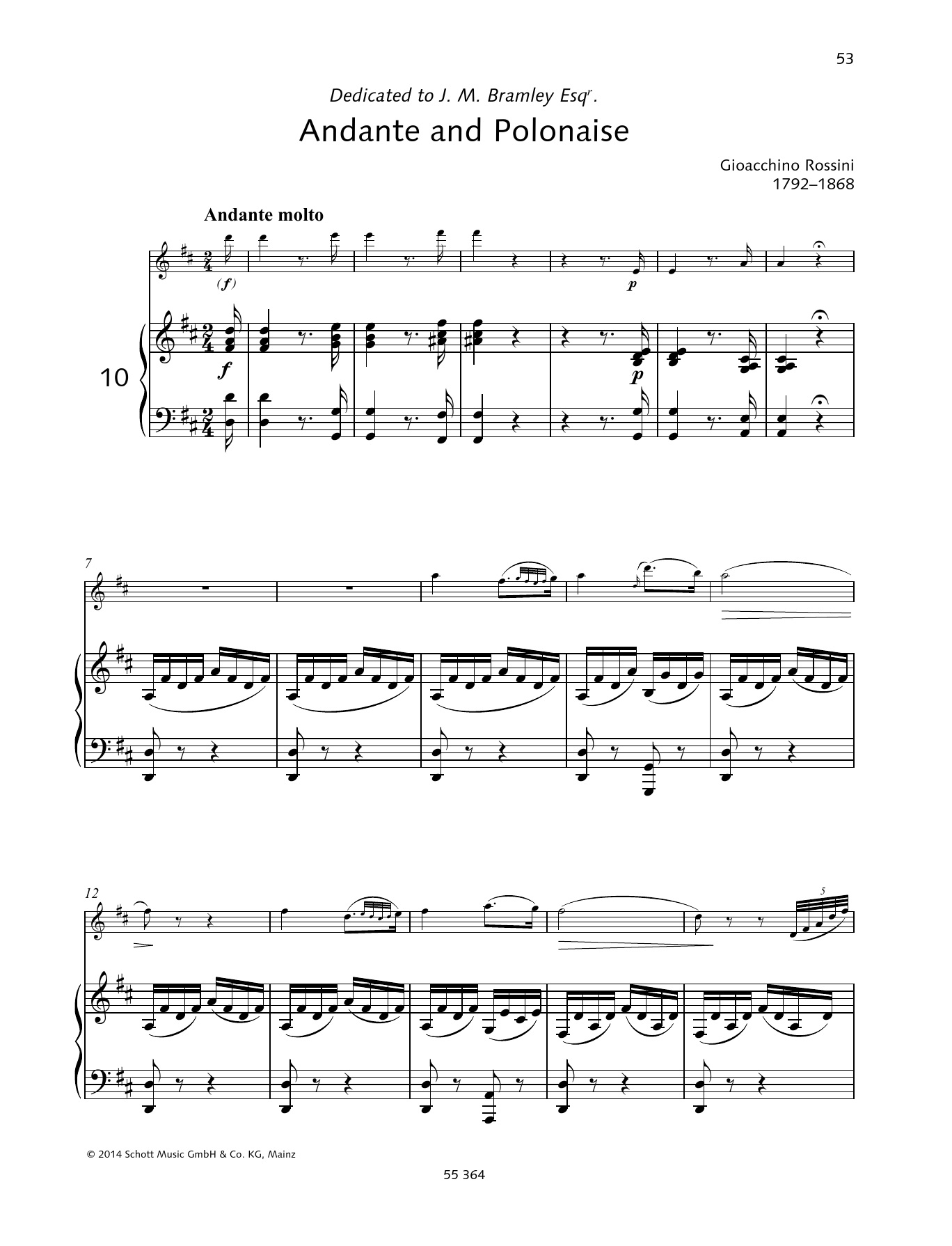 Gioacchino Rossini Andante and Polonaise sheet music notes and chords arranged for Woodwind Solo