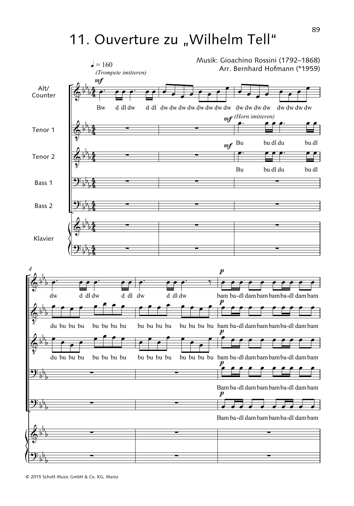 Gioacchino Rossini Ouverture zu Wilhelm Tell sheet music notes and chords arranged for Choir