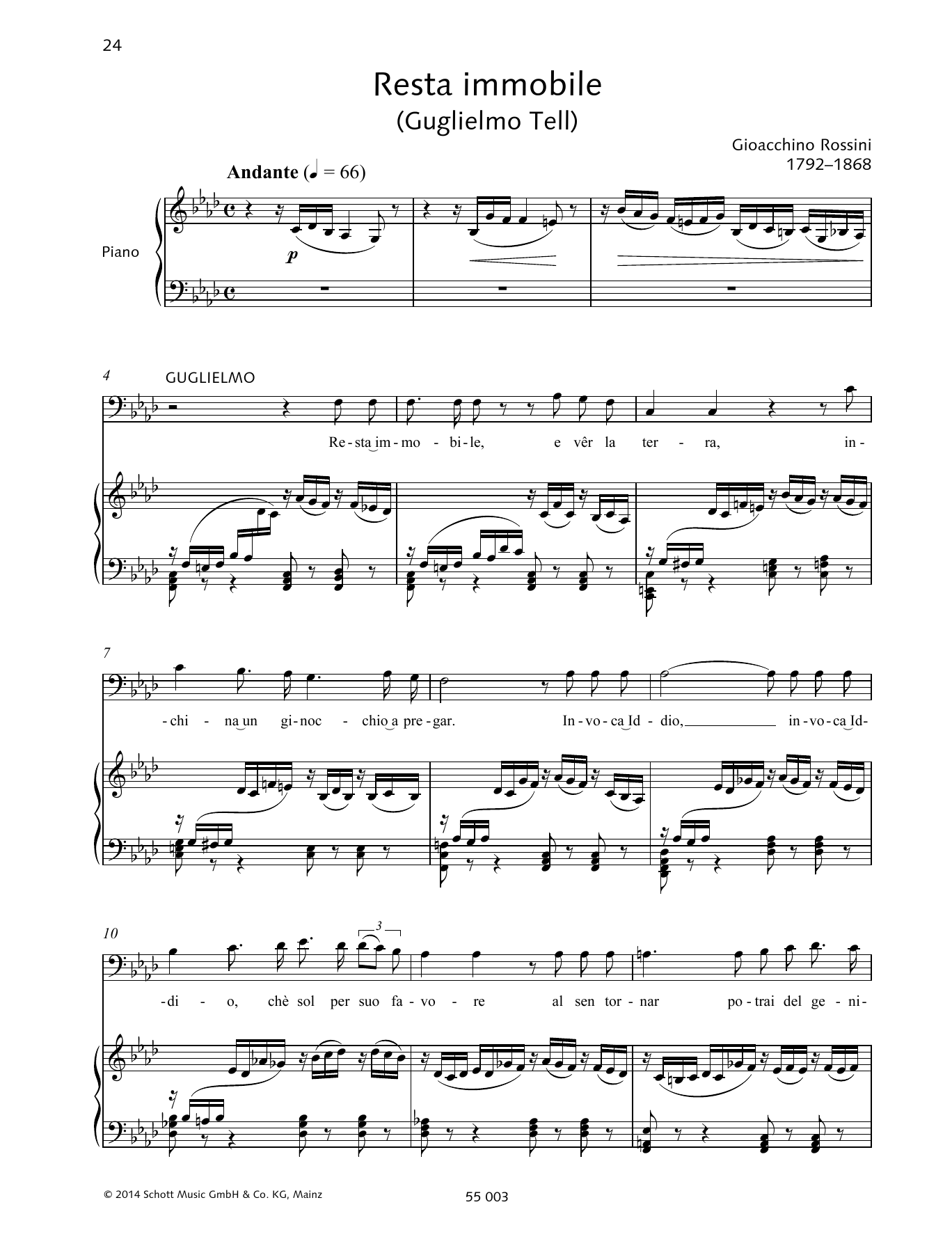 Gioacchino Rossini Resta immobile sheet music notes and chords arranged for Piano & Vocal