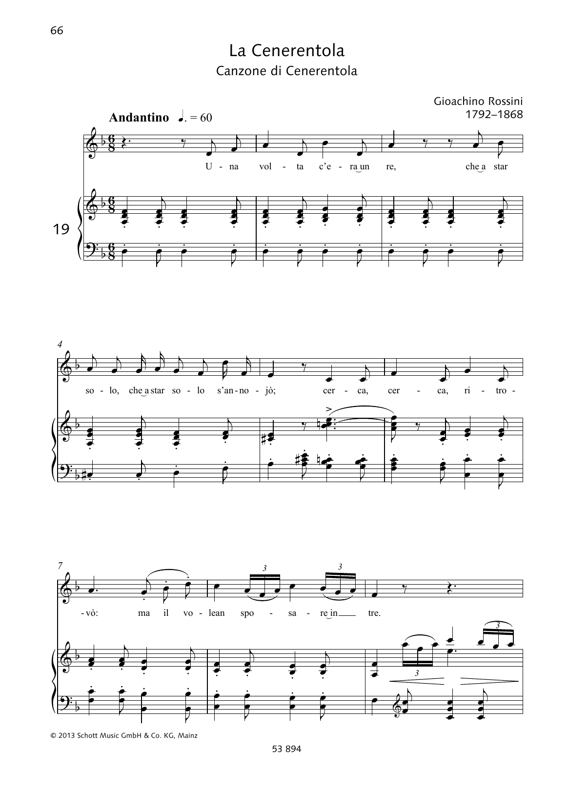 Gioacchino Rossini Una volta c'era unre sheet music notes and chords arranged for Piano & Vocal