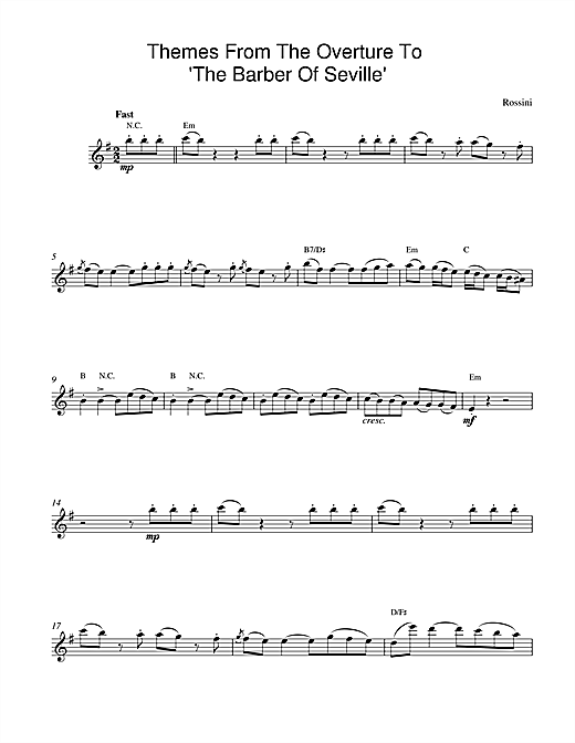 Gioachino Rossini The Barber Of Seville Overture sheet music notes and chords. Download Printable PDF.