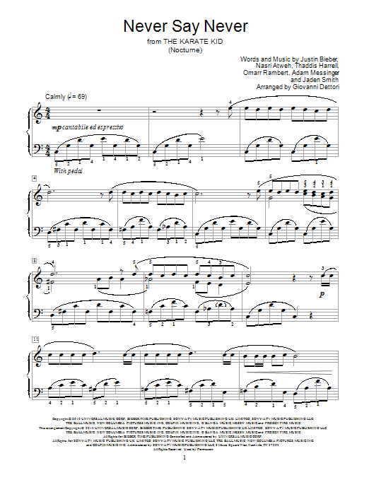 Giovanni Dettori Never Say Never sheet music notes and chords arranged for Educational Piano