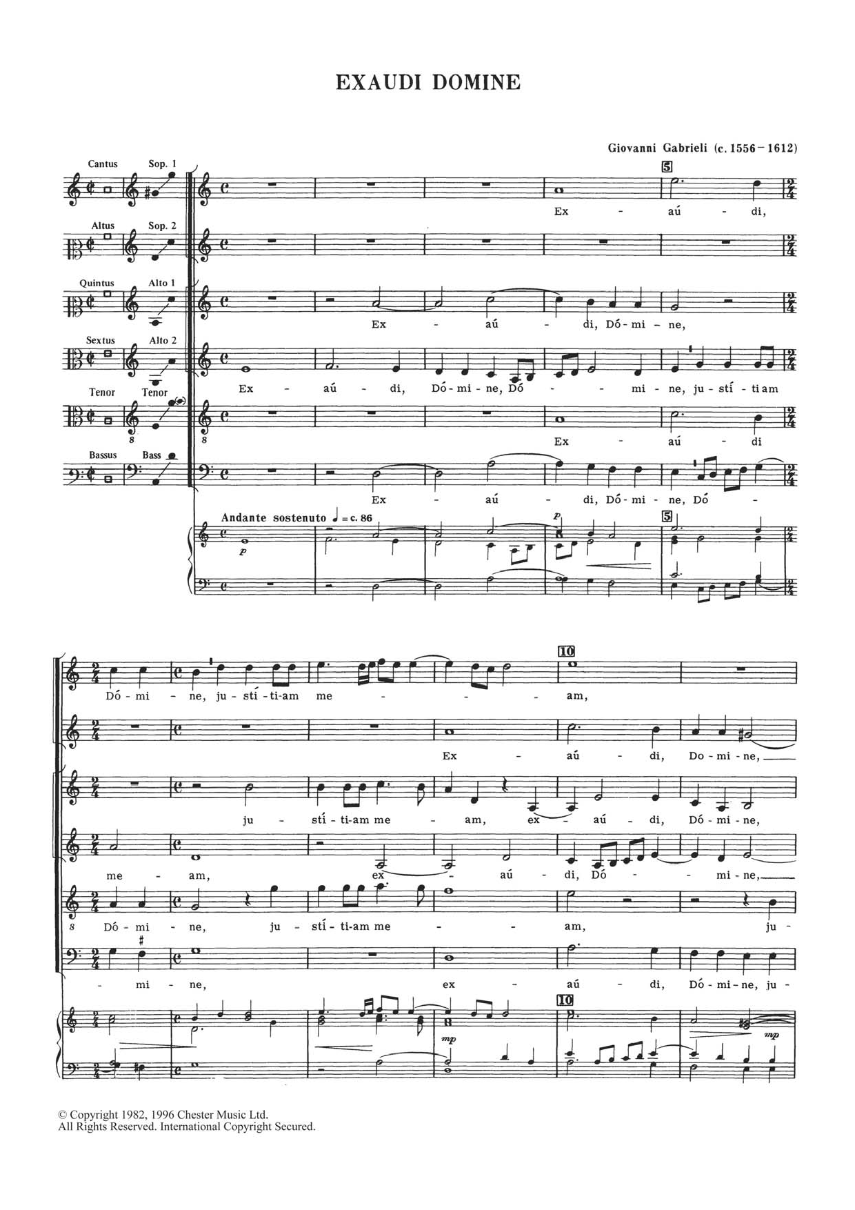 Giovanni Gabrieli Exaudi Domine sheet music notes and chords arranged for SATB Choir