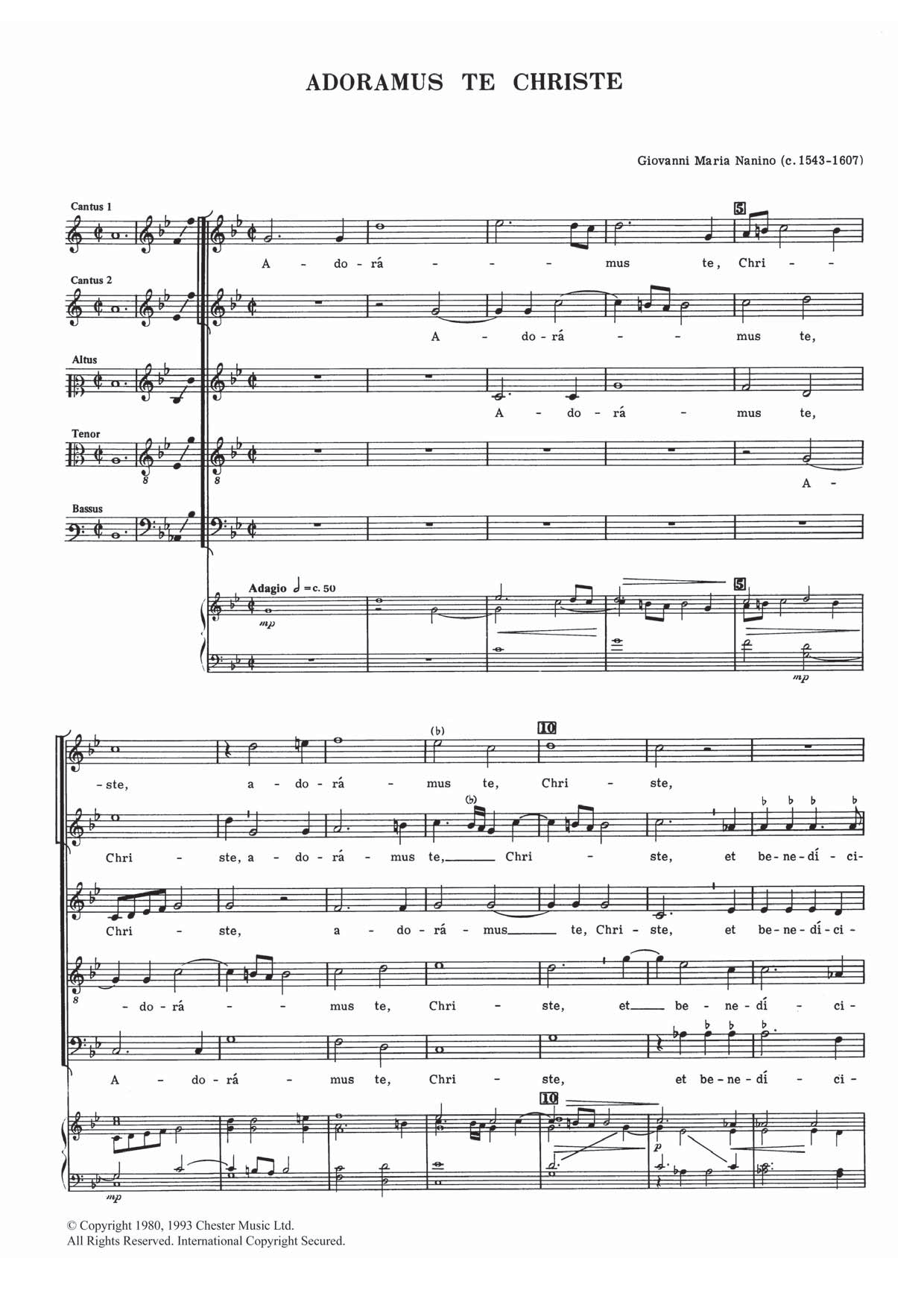 Giovanni Maria Nanino Adoramus Te Christe sheet music notes and chords arranged for Piano, Vocal & Guitar Chords