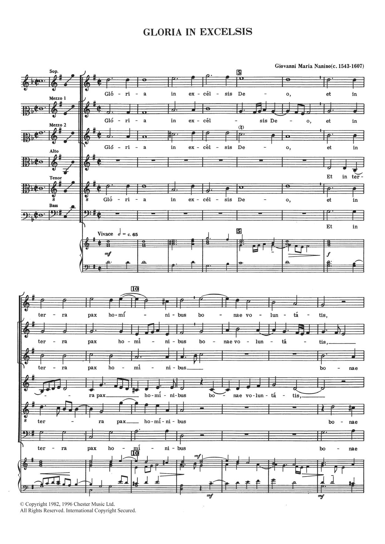 Giovanni Maria Nanino Gloria In Excelsis sheet music notes and chords arranged for SATB Choir