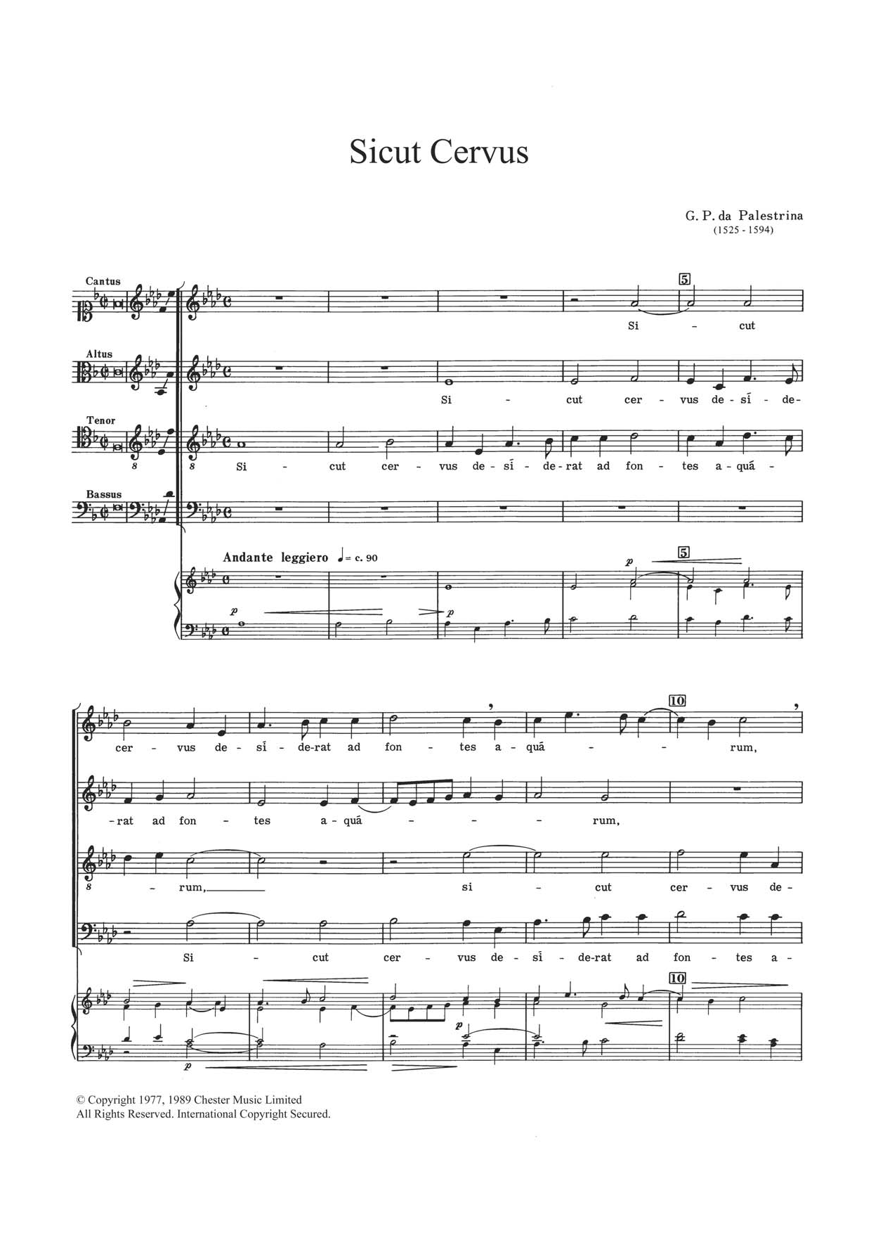 Giovanni Palestrina Sicut Cervus sheet music notes and chords arranged for Choir