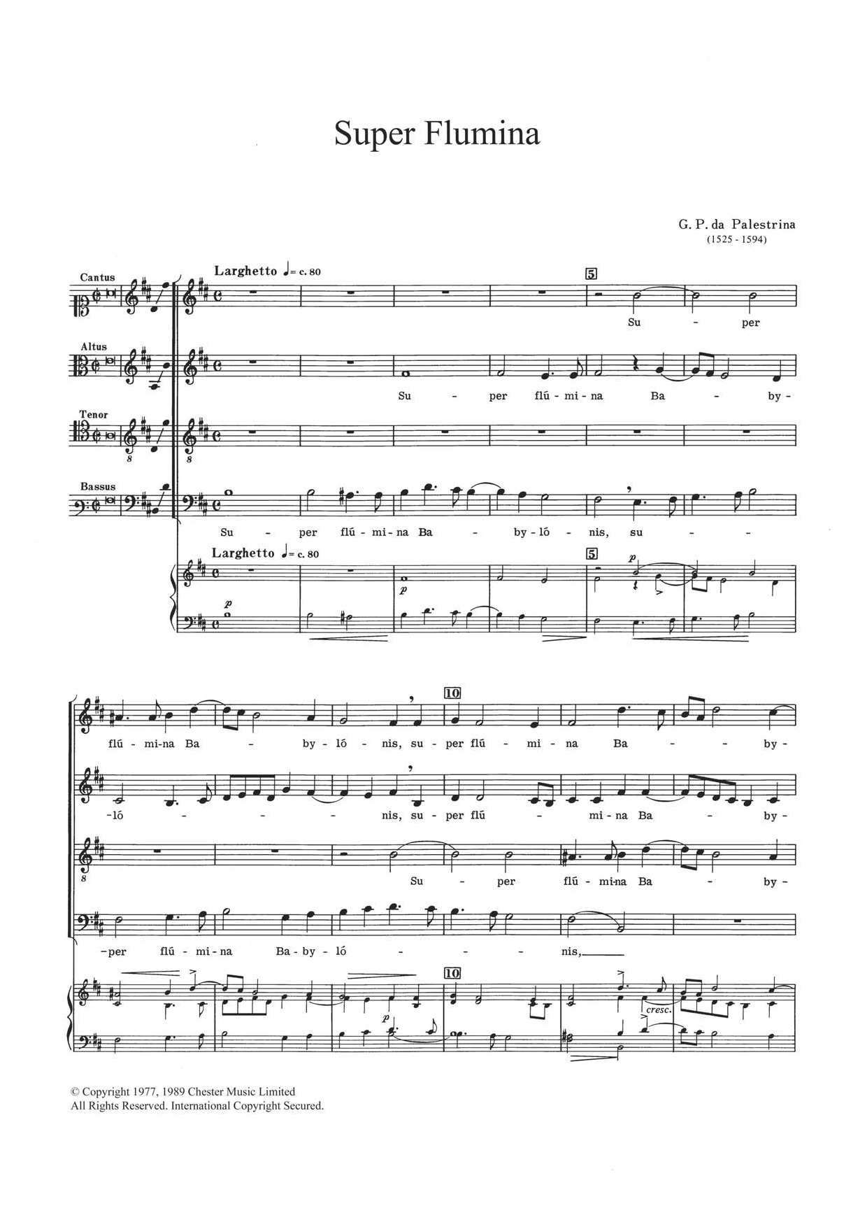 Giovanni Palestrina Super Flumina sheet music notes and chords arranged for Choir