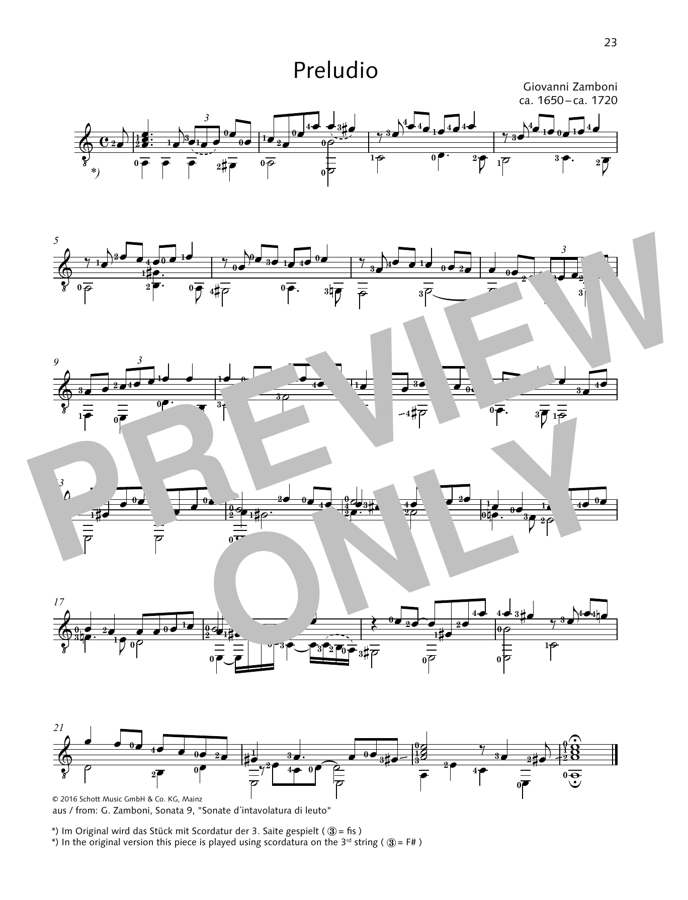 Giovanni Zamboni Preludio sheet music notes and chords arranged for Solo Guitar