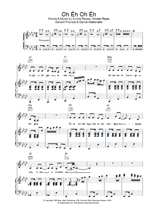 Gipsy Kings Oh Eh Oh Eh sheet music notes and chords arranged for Piano, Vocal & Guitar Chords