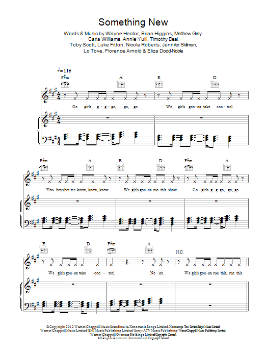 Girls Aloud Something New sheet music notes and chords arranged for Piano, Vocal & Guitar Chords
