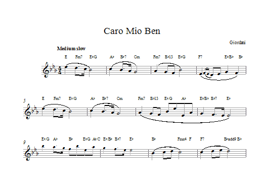Giuseppe Giordani Caro Mio Ben sheet music notes and chords arranged for Lead Sheet / Fake Book