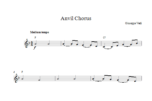 Giuseppe Verdi Anvil Chorus sheet music notes and chords arranged for Piano Chords/Lyrics