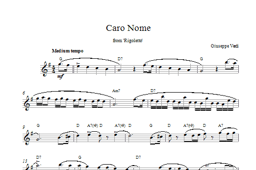 Giuseppe Verdi Caro Nome sheet music notes and chords arranged for Piano Solo