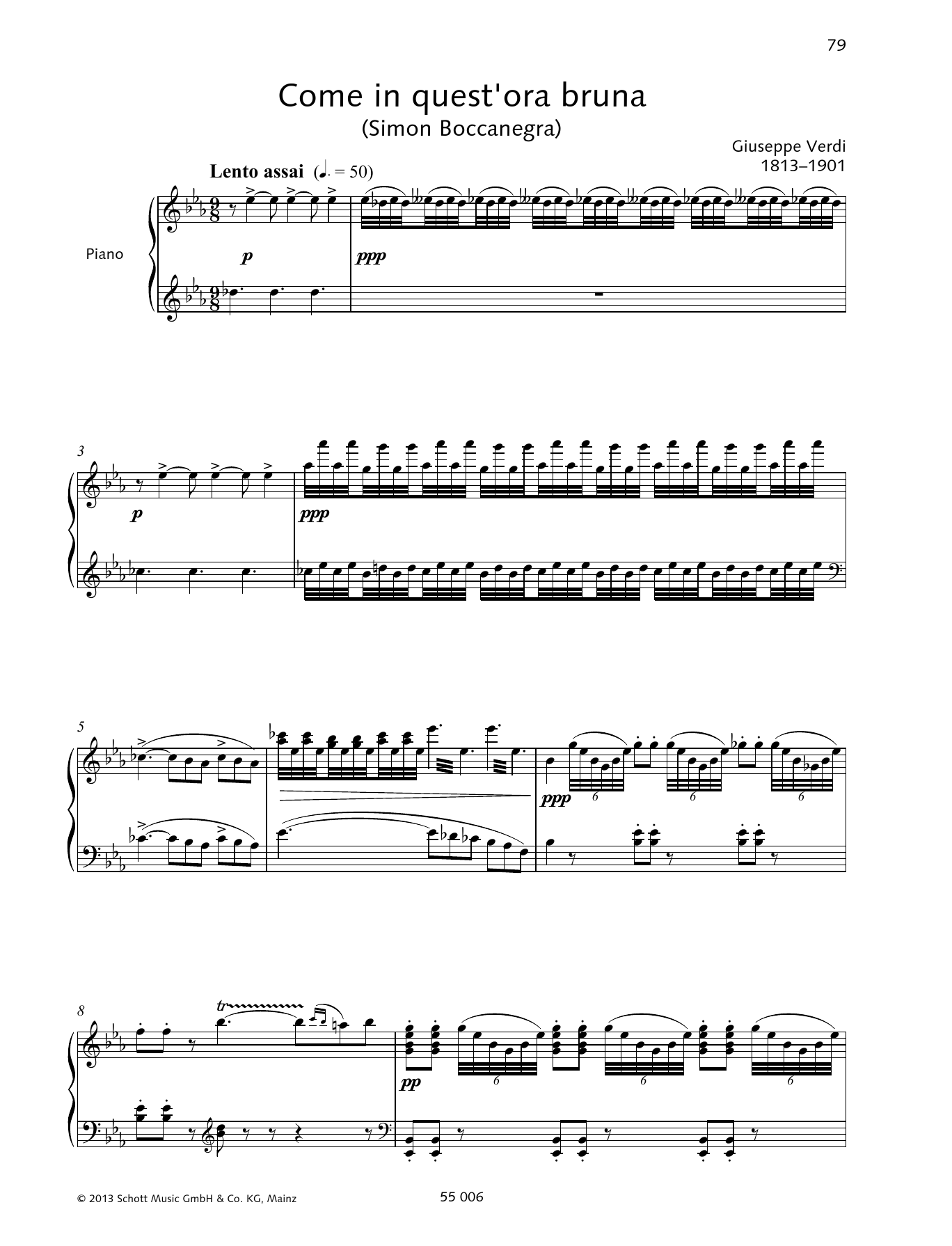 Giuseppe Verdi Come in quest'ora bruna sheet music notes and chords arranged for Piano & Vocal