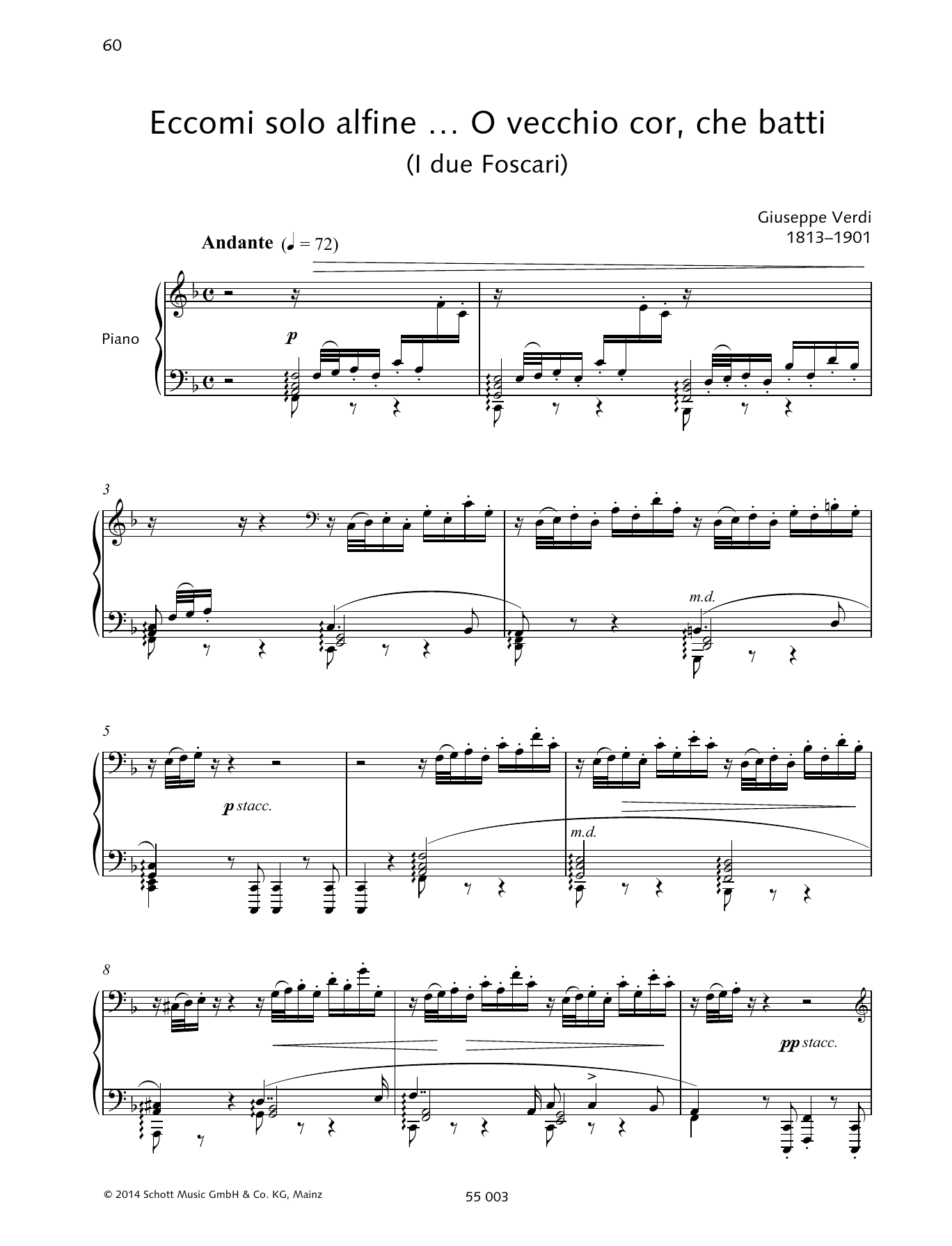 Giuseppe Verdi Eccomi solo alfine ... O vecchio cor, che batti sheet music notes and chords arranged for Piano & Vocal