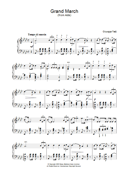 Giuseppe Verdi Grand March (from Aida) sheet music notes and chords arranged for Alto Sax Solo