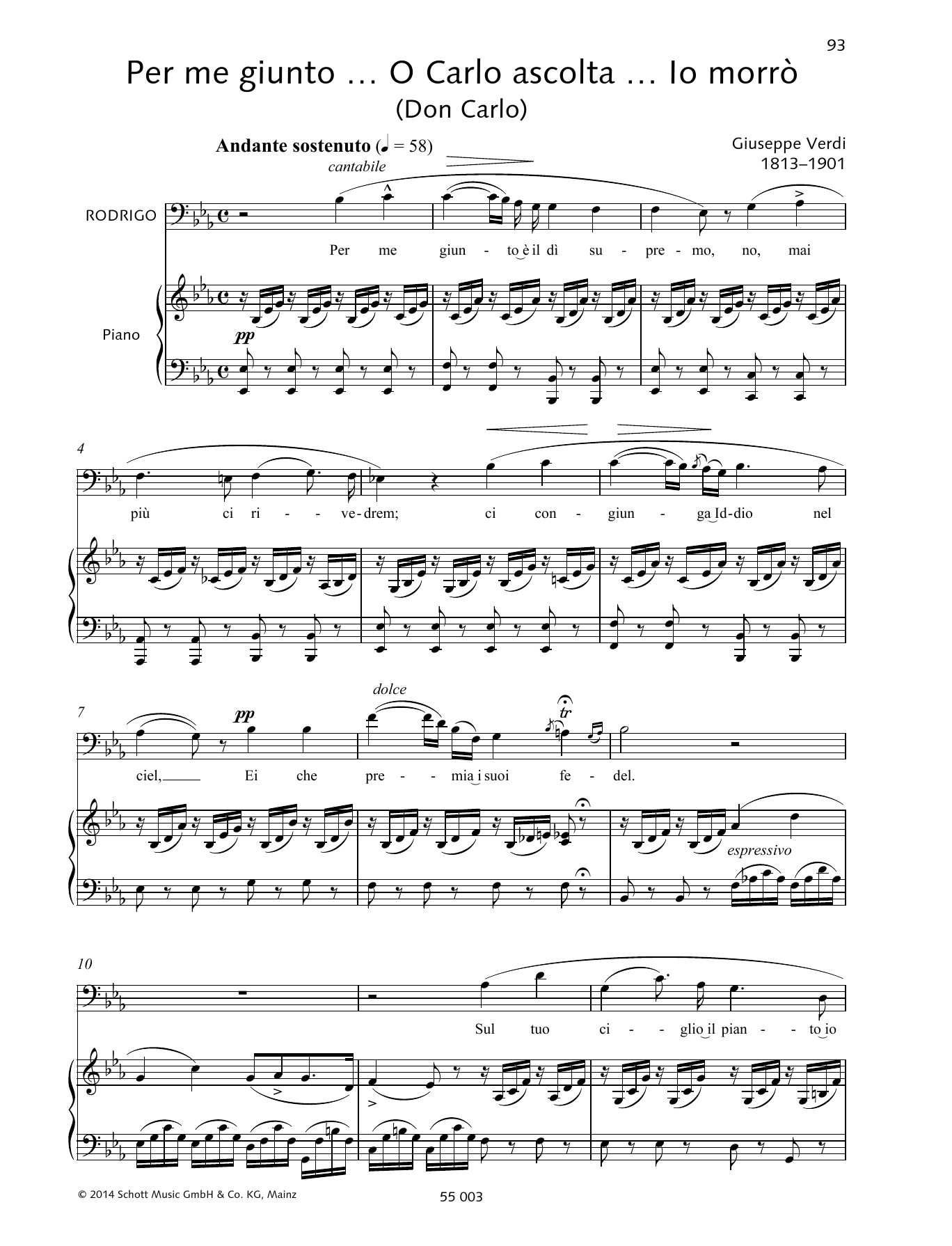 Giuseppe Verdi Per me giunto... O Carlo ascolta... lo morrò sheet music notes and chords arranged for Piano & Vocal