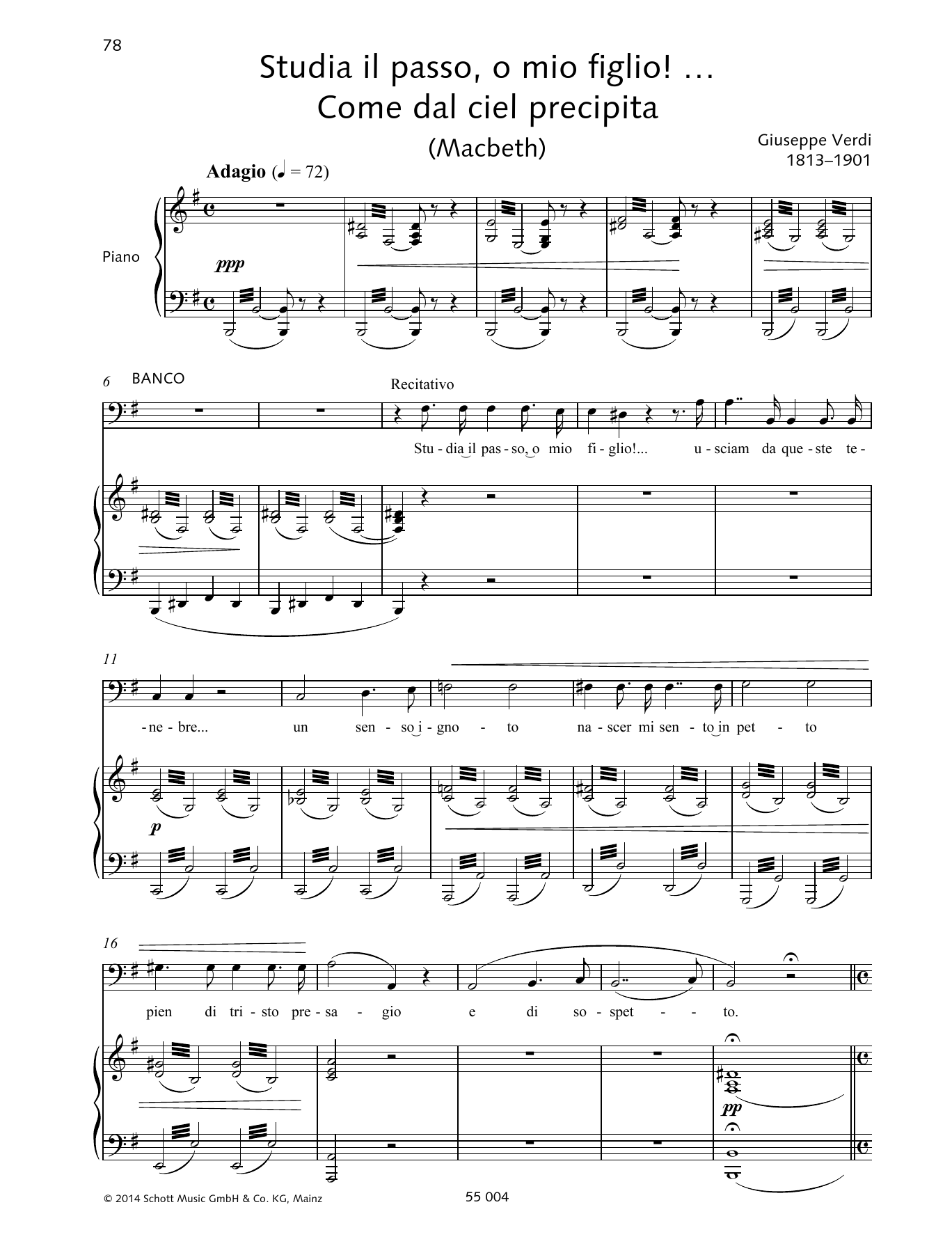 Giuseppe Verdi Studia il passo, o mio figlio!... Come dal ciel precipita sheet music notes and chords arranged for Piano & Vocal