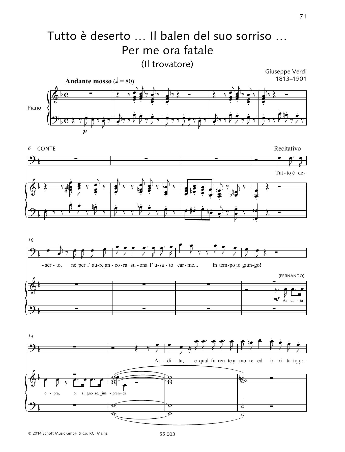 Giuseppe Verdi Tutto è deserto... Il balen del suo sorriso... Per me ora fatale sheet music notes and chords arranged for Piano & Vocal