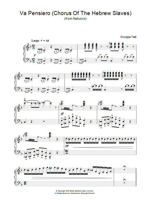 Giuseppe Verdi Va, Pensiero (Chorus Of The Hebrew Slaves) (from Nabucco) sheet music notes and chords arranged for Beginner Piano