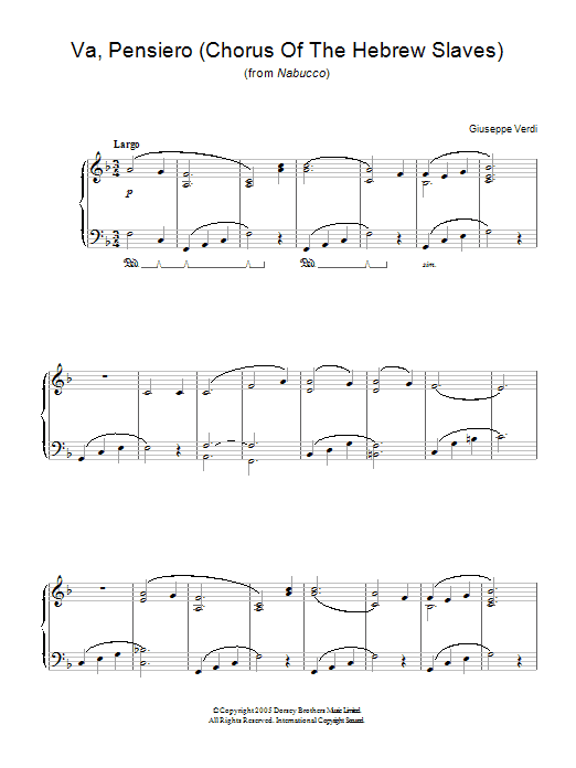 Giuseppe Verdi Va, Pensiero (Chorus Of The Hebrew Slaves) (from Nabucco) sheet music notes and chords arranged for Easy Piano