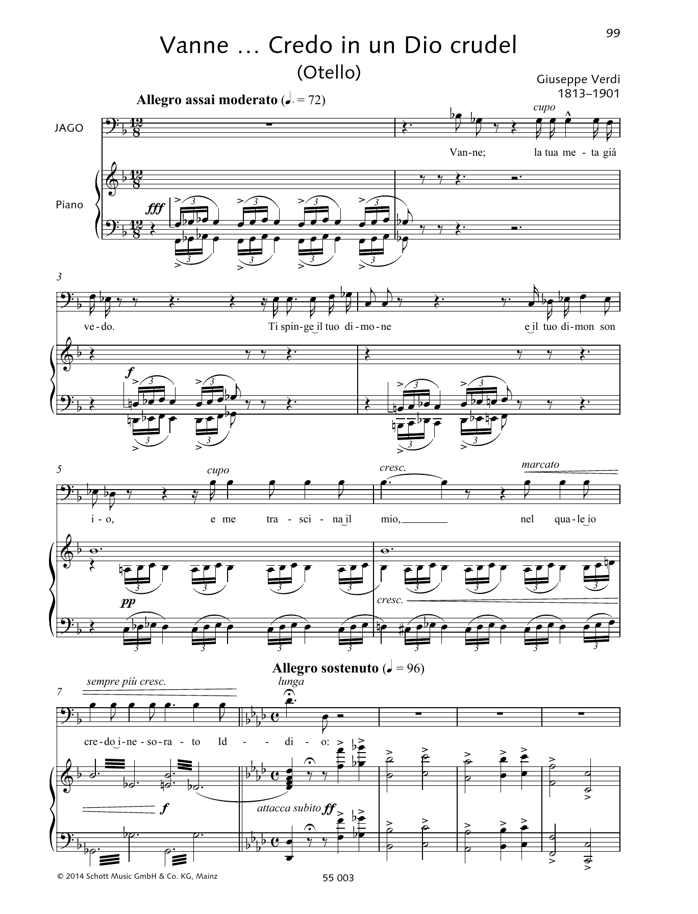 Giuseppe Verdi Vanne... Credo in un Dio crudel sheet music notes and chords arranged for Piano & Vocal