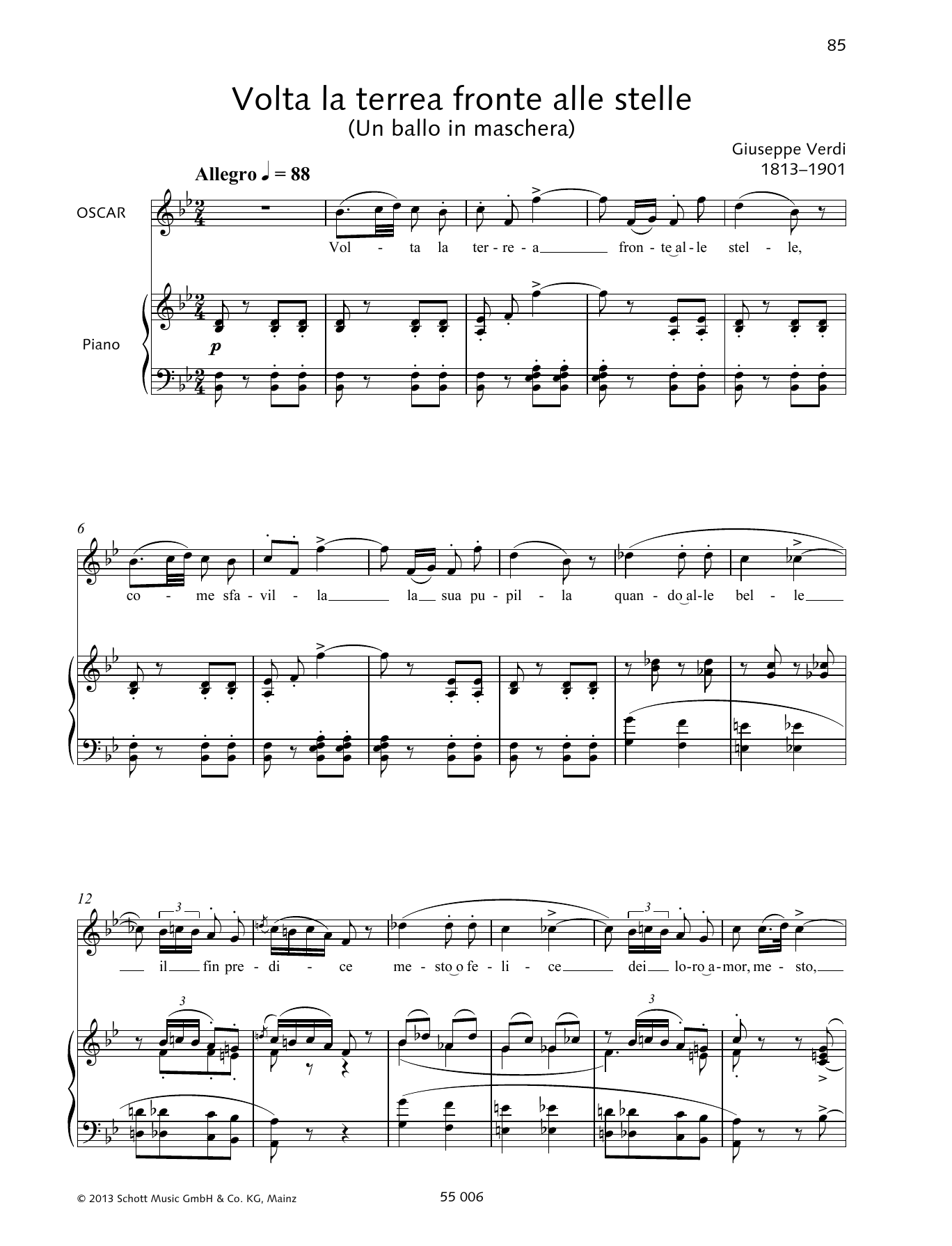 Giuseppe Verdi Volta la terrea fronte alle stelle sheet music notes and chords arranged for Piano & Vocal