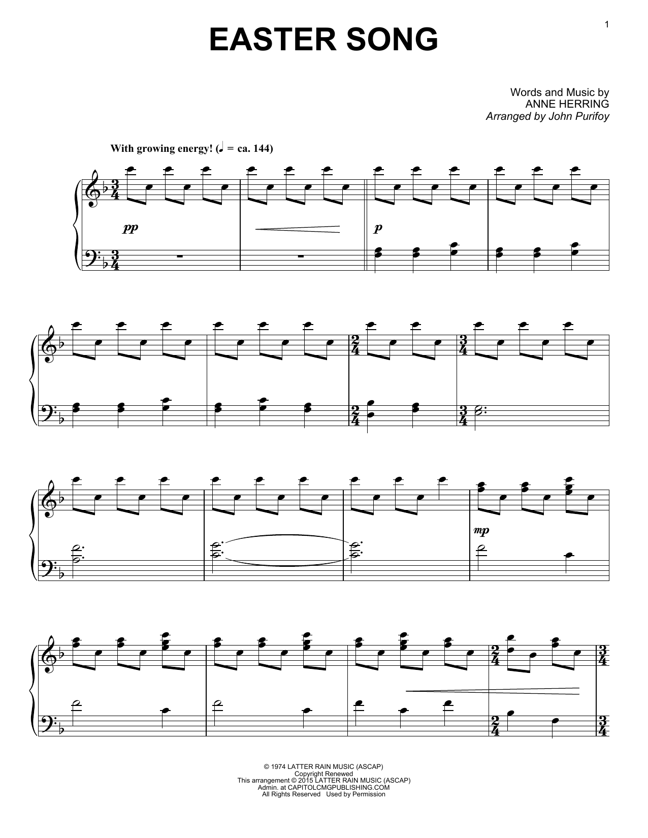 Glad Easter Song sheet music notes and chords arranged for Piano Solo